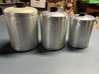 3 Vintage Aluminum Kitchen Canister   s Flour Sugar Coffee Nesting Made In Italy