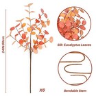 6pcs Fall Eucalyptus Leaves Artificial Eucalyptus Stems Long Silver Dollar Le   