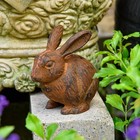 Cast Iron Rabbit Statue  Vintage Animal Collection Figurines  Home Office Tab   