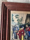Antique Religious Print Christ At The Well Hand Colored Lithograph Framed