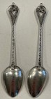 Antique Handmade Silver Plated Wire Thin Spoon Pair
