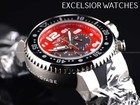 New Invicta Men s Grand Pro Diver Ocean Voyage Red Dial Chrono Strap Watch