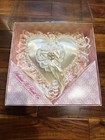 Ring Bearer Pillow Heart Lace Satin Ribbon Ceramic Flower Floral W  Box