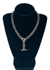 Vintage Mexico 925 Sterling Silver 9mm Rolo Link Chain Toggle Necklace 17   