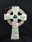 Irish Prayer Blessing Celtic Cross Ceramic Vintage Shamrock Christmas Ornament