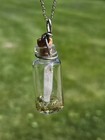 White Quartz Crystal In Corked Bottle Pendant With Necklace Chain