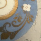 Vintage Blue Powder Box Or Trinket Box W  Flowers 4 0  Dia  X 2 1 2 