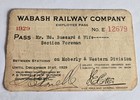 Vintage Wabash Railway Railroad Pass 1929  Chesapeake And Ohio Very Rare 