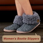 Cable Knit House Slippers For Women Indoor  Sherpa Fleece Lined 7-8 Cable Grey