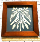 Folk Art Scherenschnitte Paper Cut Dove Birds Framed Vintage