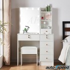 Vanity Dressing Table Set With Tempered Glass Mirror Stool Makeup Desk Bedroom