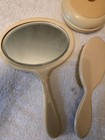 Vintage Celluloid Vanity Set  Brush  Mirror And Hair Holder