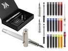 Fancy Fountain Pen Set     Fine   Medium Nibs  Includes 18 Ink Cartridges  Ink