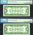 Set Of 2  consecutive  1934  1 Silver Certificate Funny Back Notes Pmg 66 And 65