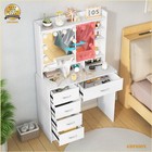 130cm Makeup Vanity Table Set With Led Hollywood Mirror 7 Shelves Dressing Desk