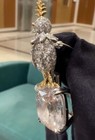 Men s New Style Bird Charm Brooch Pin In White  yellow Cubic Zirconia 925 Silver