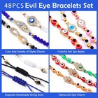 48 Pcs Evil Eye Bracelets Mexican Bracelets Hamsa Bracelet Set Protection Mal   