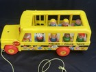 Vintage 1960s Fisher Price Toys School Bus With Little People   Dog