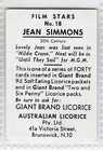 Australian  giant Brand  Licorice 1956  Film Stars Jean Simmons