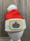 Amoco Winter Stocking Hat Blue Cap Advertising Beanie Patch Gas Vintage Red Euc