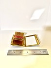 Vintage Art Deco Enamel Gold Tone   Floral Design Powder   Rouge Compact  - 155