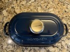 New Le Creuset Signature Cast Iron 11 5  Oval Bread Oven 29  nuit Deep Blue Nwob