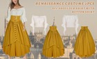 Women Renaissance Costume Medieval Victorian Dress High Waisted Button Skirt Set