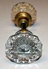 Antique Vintage 12 Point Clear Crystal Glass Brass Door Knob Set Circa 1920s