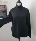 Vintage Giorgio Armani 100  Wool Sweater Black Mock Turtleneck Made In Italy L