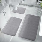 3pc Bathroom Rug Memory Foam Bath Mat Set -small Large And Contour Bath Rugs