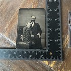 Antique 1800s Tintype Photo Victorian Father   Son Studio Portrait Uncased