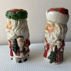 Vintage Ceramic Christmas Santa Claus Taper 5    Candle Holders Set Of 2
