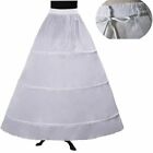 3 Hoop White Crinoline Skirt Long For A Line Bridal Dress Gown Slip Petticoat Ne