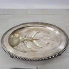 Vintage Silver Plate Meat Carving Tray Platter Juice Wells Footed Serving   Fork