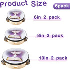 6 Pack Tambourines For Church  Double Row Jingle  Dove Bible White