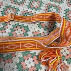 Vintage Hand Woven Native American Ceremonial Navajo Sash Wrap Belt Orange White