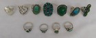 Old Lot Of 11 Vintage Navajo Sterling Silver   Turquoise Ihm Handmade Rings