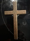 Vintage Wooden Metal Wall Cross Crucifix Holy Religious Carved Christ Dark Brown