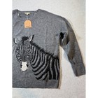 Kori America Grey Zebra Graphic Crew Neck Knit Sweater Size L B6118 Nwt