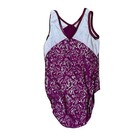 Gk Elite Purple And Silver Floral Sleeveless Gymnastics Leotard Child Large Cl