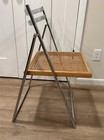 Mid Century Modern Chrome Folding Chair Cane Seat 1970s Style