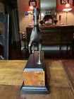 8 5 x6 75 x3 vtg Bronze Gated Horse On Wooden Base Unmarked