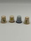 Lot Of 4 Vintage Hurley Porcelain Hand-painted Thimbles-excellent