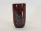 Y5380 Natume Makie Slender Tea Caddy Signed Box Japan Tea Ceremony Antique