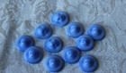 Vintage Set Of 11 Small Blue Glass Buttons- Design Under The Glass- 1 2 Inch