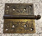Fancy Antique Vintage Brass Or Bronze Eastlake Victorian Door Hinge 4x4