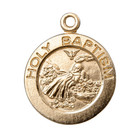Holy Baptism Round Gold Plated Sterling Silver Medal Pendant Necklace  18  Chain