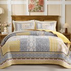 Boho Yellow King Quilt Set - 3 Piece Patchwork Bedspread For Cozy Bedroom Decor