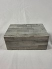 Striped Bone Inlay Wood Trinket Box 2 5  X 4 25  X 6 25 