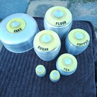 Kromex 50s Atomic Yellow Metal Canister Cake Flour Sugar Coffee Tea Salt Pepp